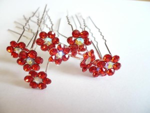 4/044-0,90 Szpilki - kwiatki czerwone