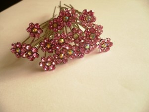 4/047-0,80 Szpilki do włosów - różowe kwiatki